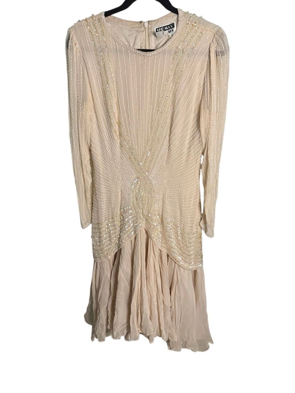 Vintage ShoMax Orginials Pure Silk Beaded Drop Waist Fairy Dress Women’s Size Me